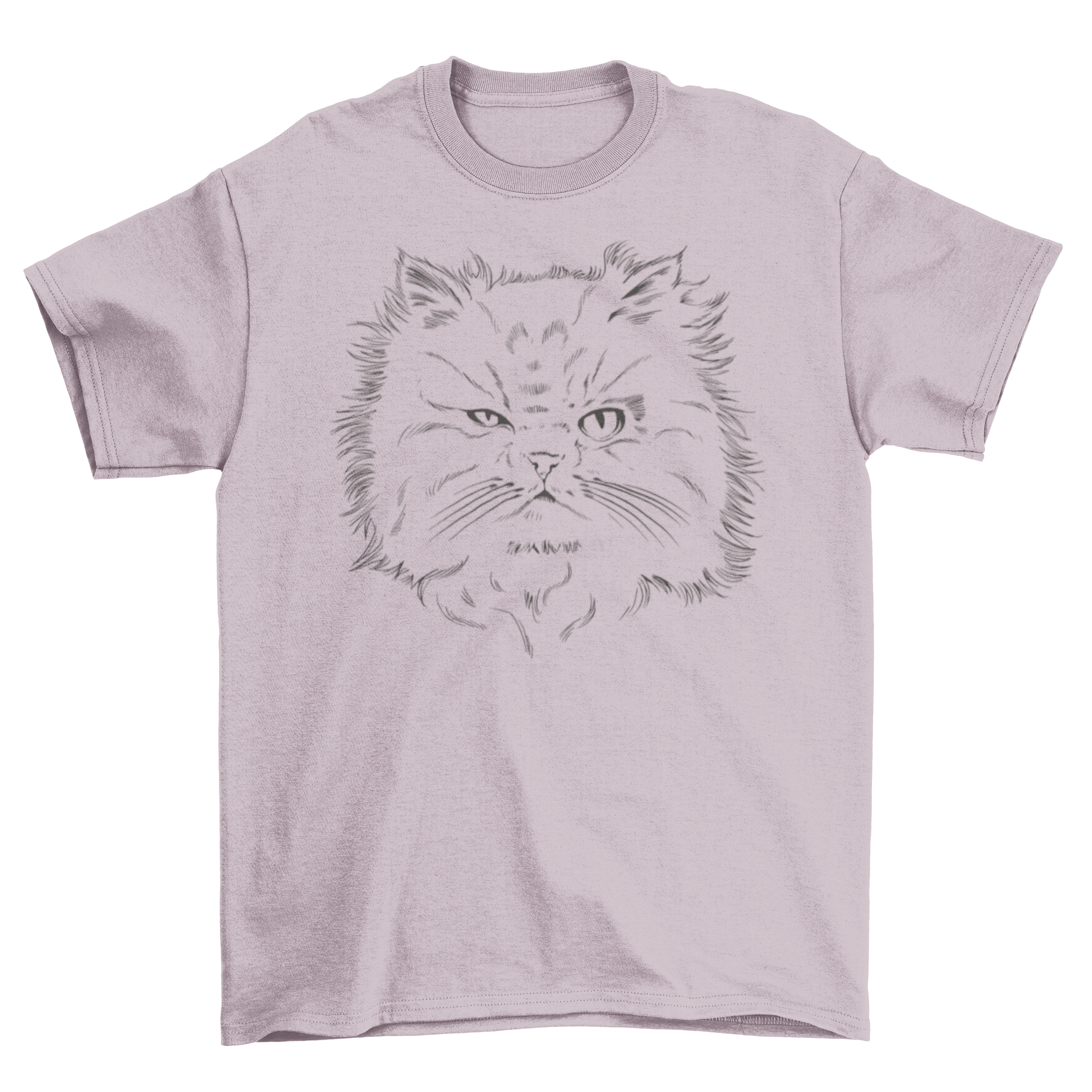 Evil Persian cat t-shirt featuring a realistic cat with a mischievous expression, perfect for cat lovers.
