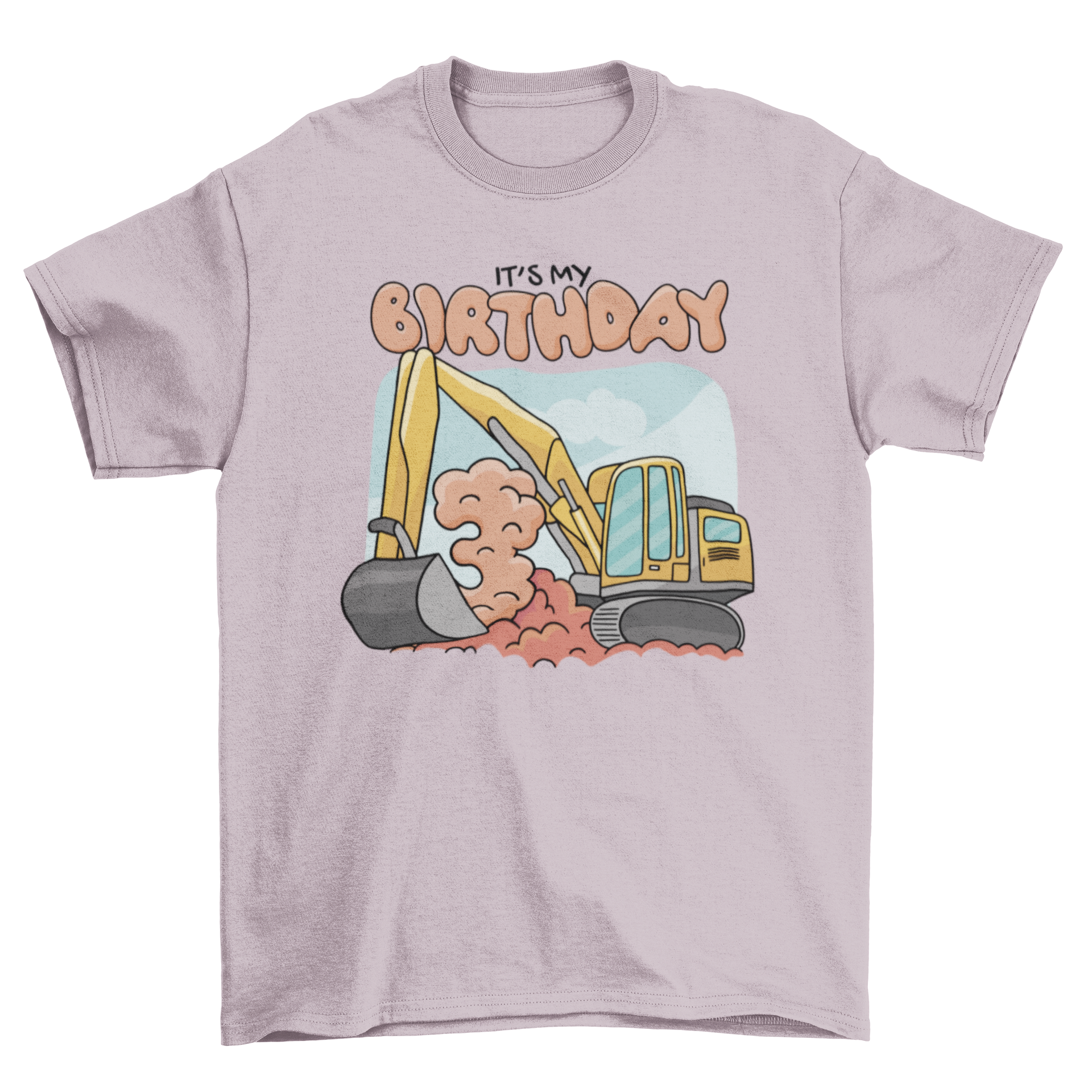 Excavator 3rd birthday t-shirt featuring a colorful excavator graphic and the quote 'It's my Birthday'.