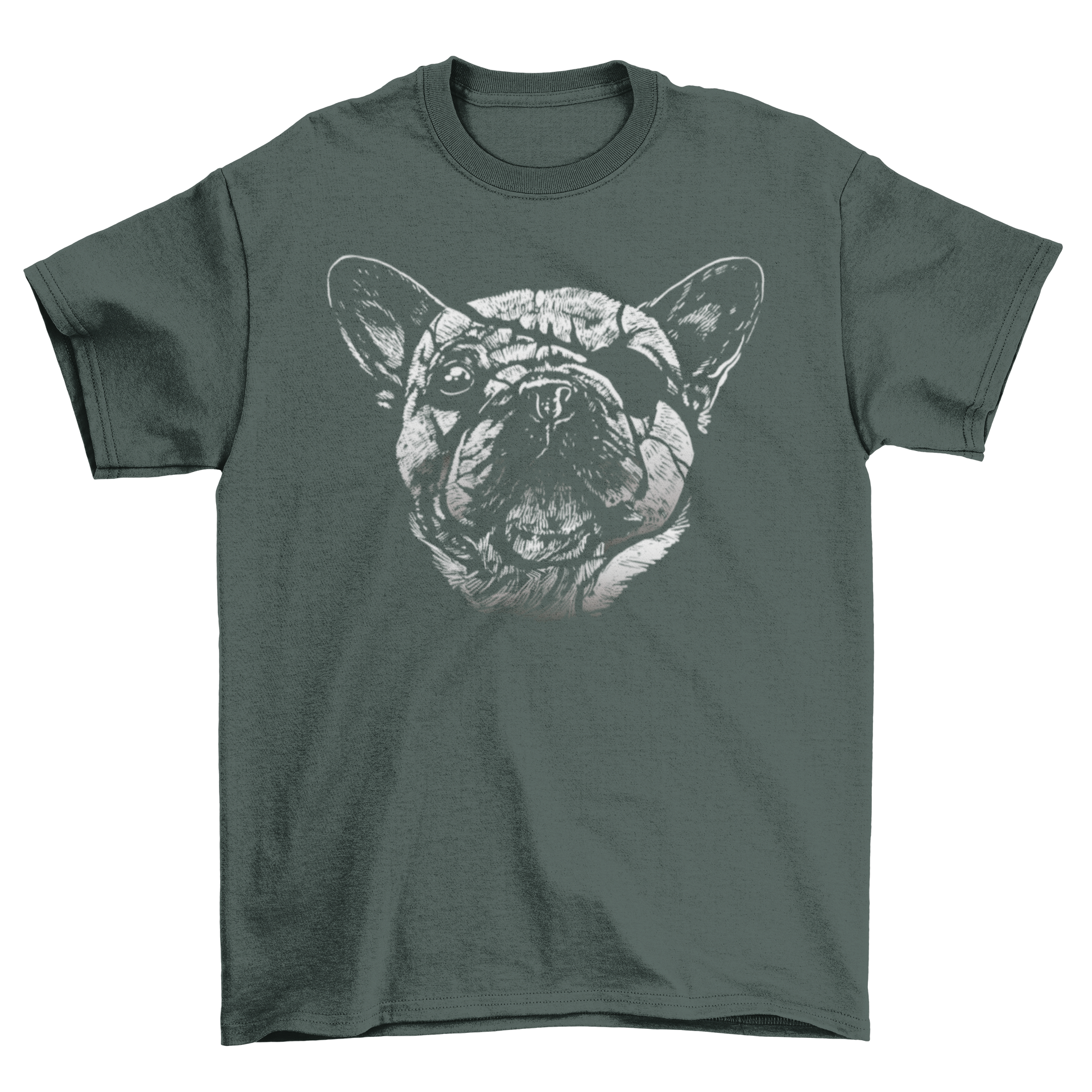 A stylish t-shirt featuring a hand-drawn dog with an eye patch, perfect for dog lovers.