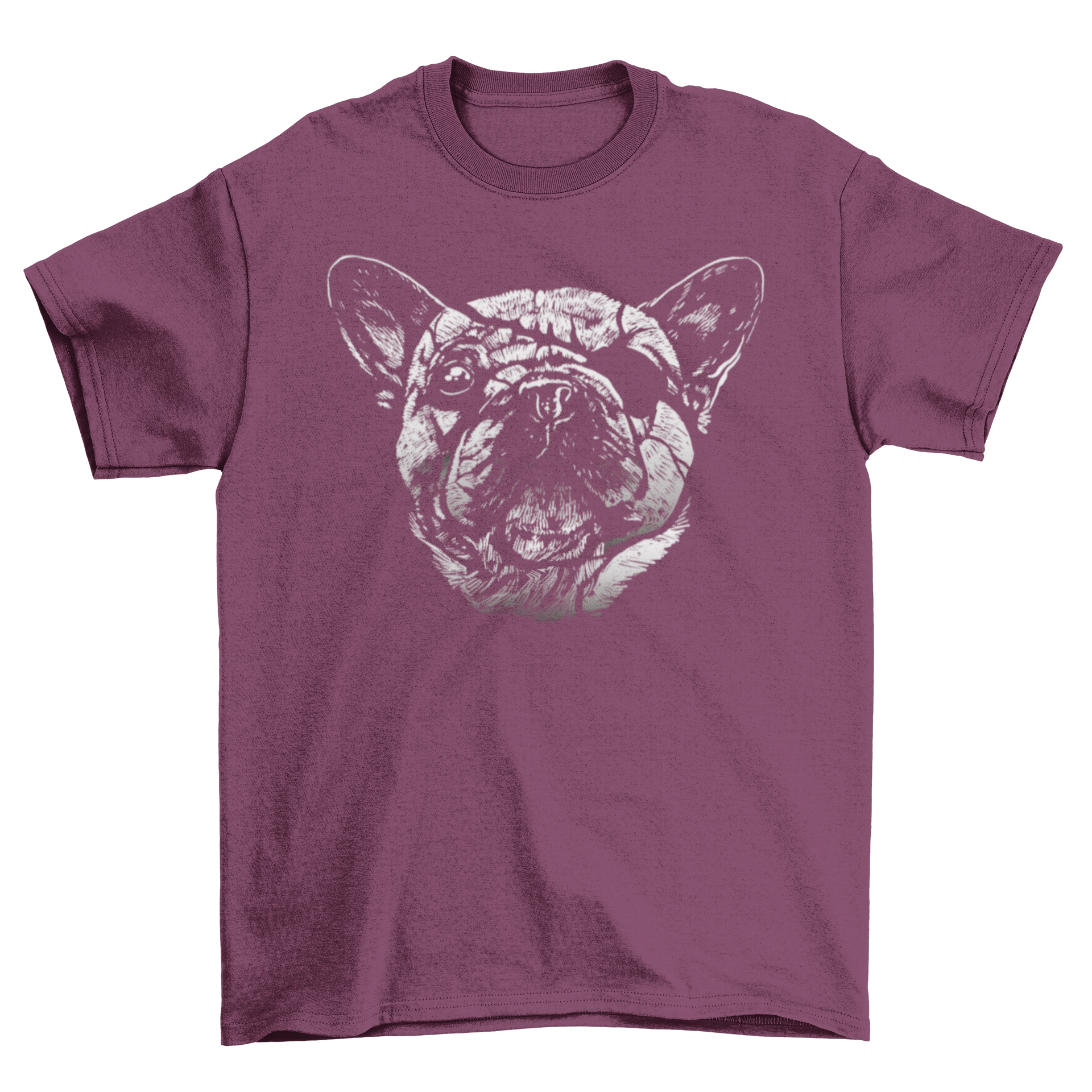 A stylish t-shirt featuring a hand-drawn dog with an eye patch, perfect for dog lovers.
