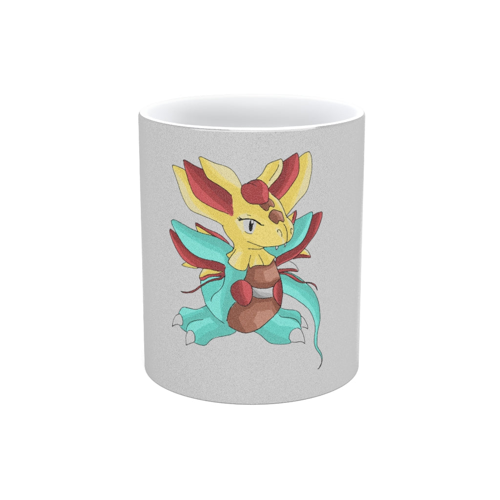 Fabaraesds Metallic Mug in Silver and Gold with customizable design options, showcasing a shiny ceramic finish.