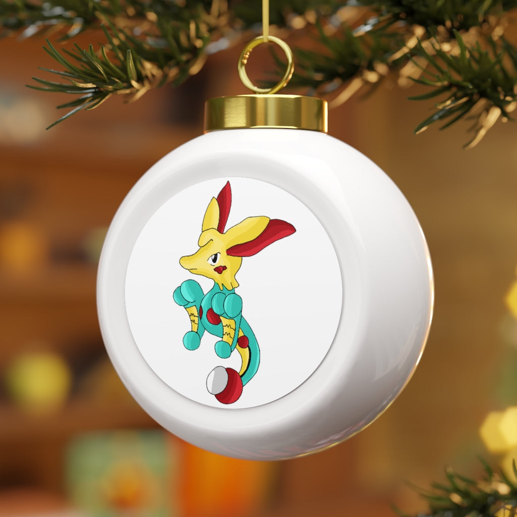 Fabaryu Christmas Ball Ornament with glossy finish and gold ribbon, featuring a vintage design and customizable metal insert.