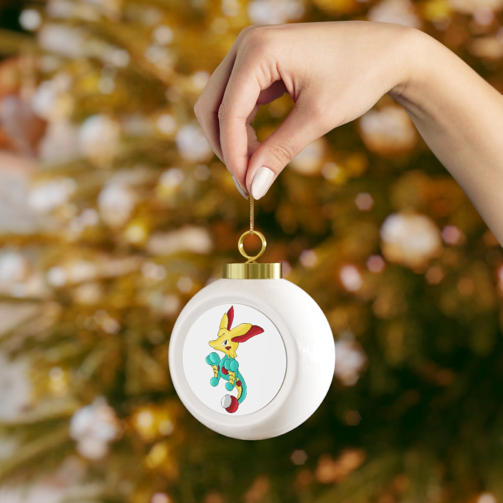 Fabaryu Christmas Ball Ornament with glossy finish and gold ribbon, featuring a vintage design and customizable metal insert.