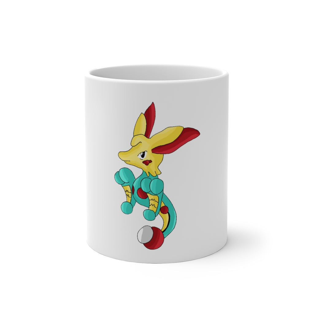 Fabaryu Color Changing Mug showcasing vibrant colors when filled with hot liquid, featuring a rounded design and C-handle.