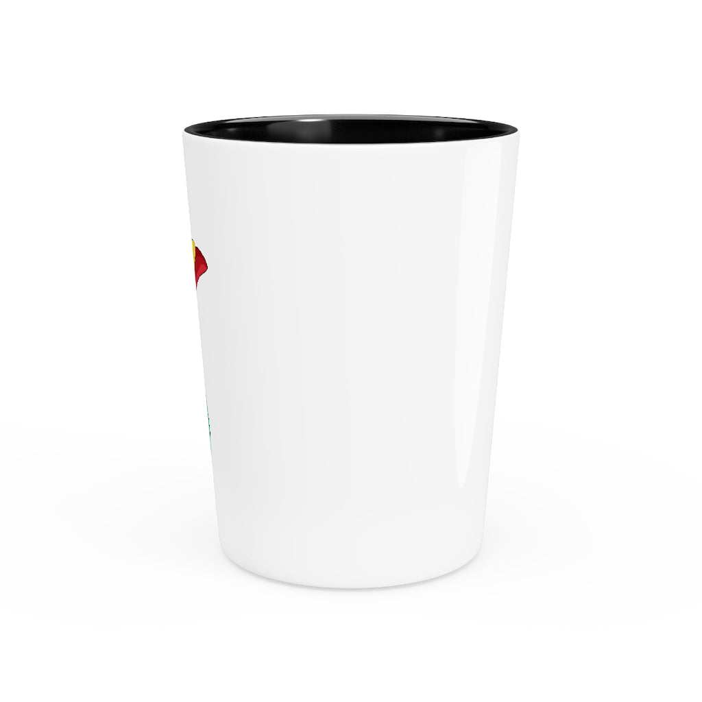 Personalized Fabaryu Shot Glass with white ceramic and customizable interior options.