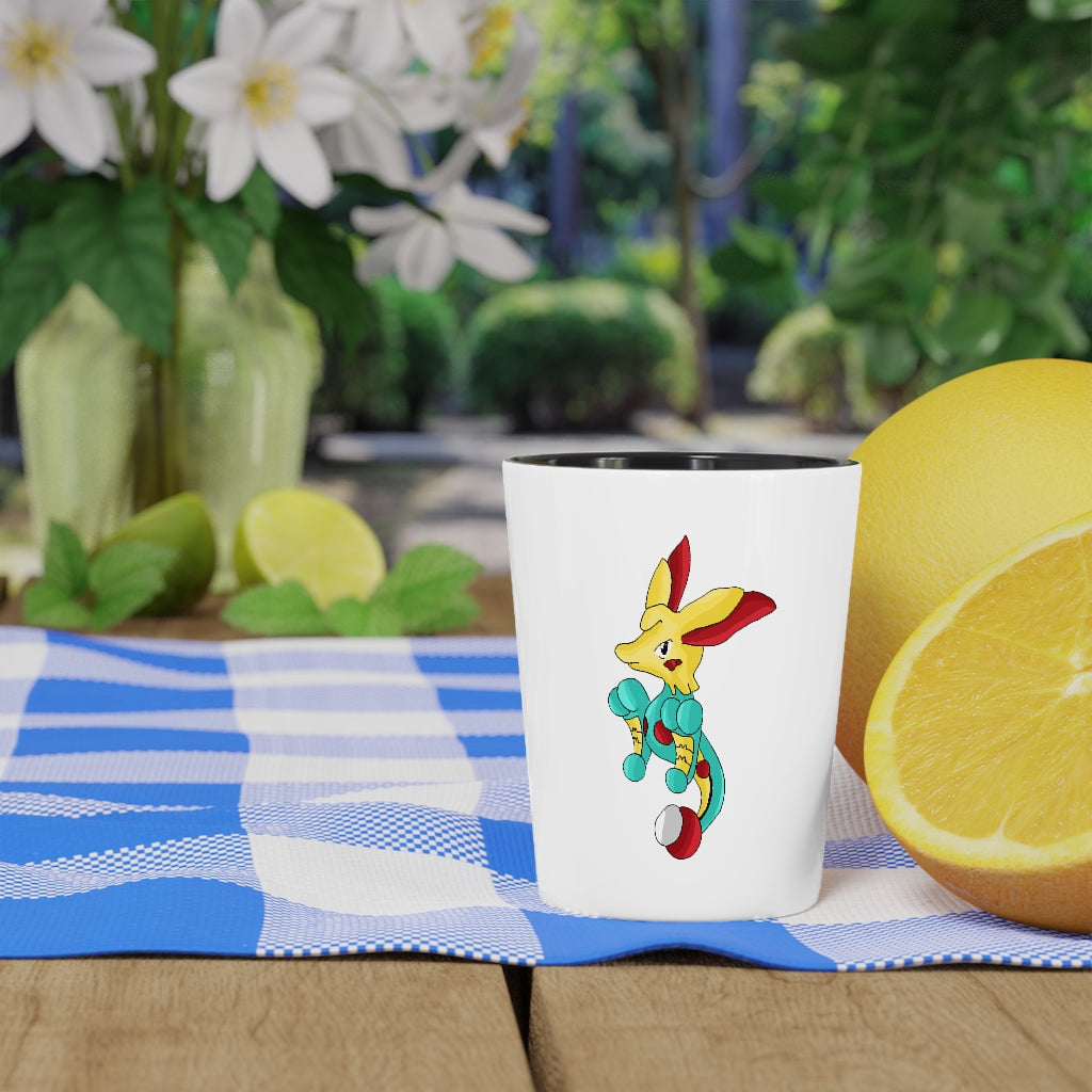 Personalized Fabaryu Shot Glass with white ceramic and customizable interior options.