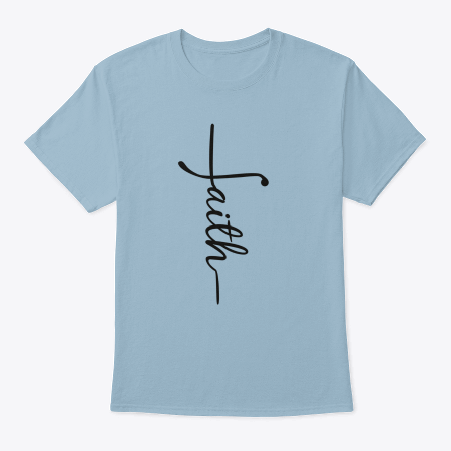 Faith Calligraphy Graphic T-Shirt featuring a cross design, made from 100% cotton, showcasing a stylish and spiritual expression.
