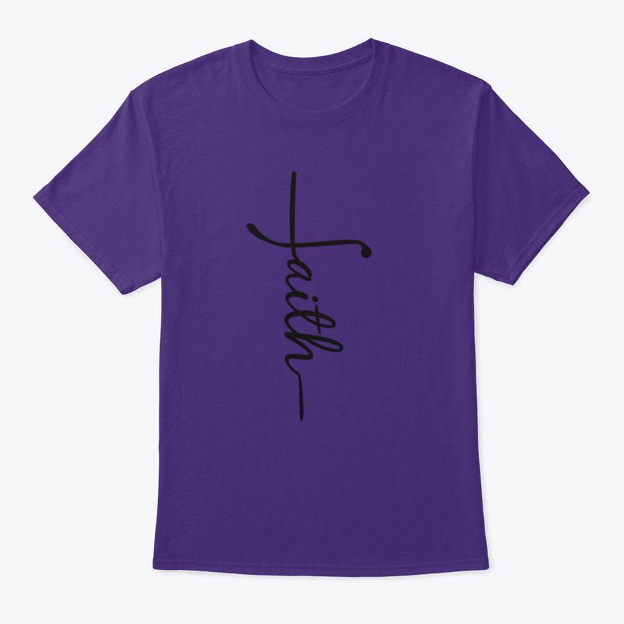 Faith Calligraphy Graphic T-Shirt featuring a cross design, made from 100% cotton, showcasing a stylish and spiritual expression.