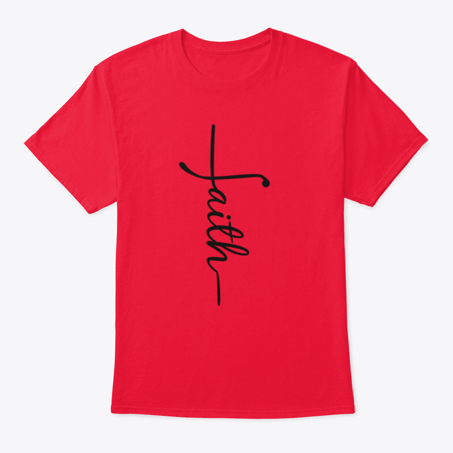 Faith Calligraphy Graphic T-Shirt featuring a cross design, made from 100% cotton, showcasing a stylish and spiritual expression.