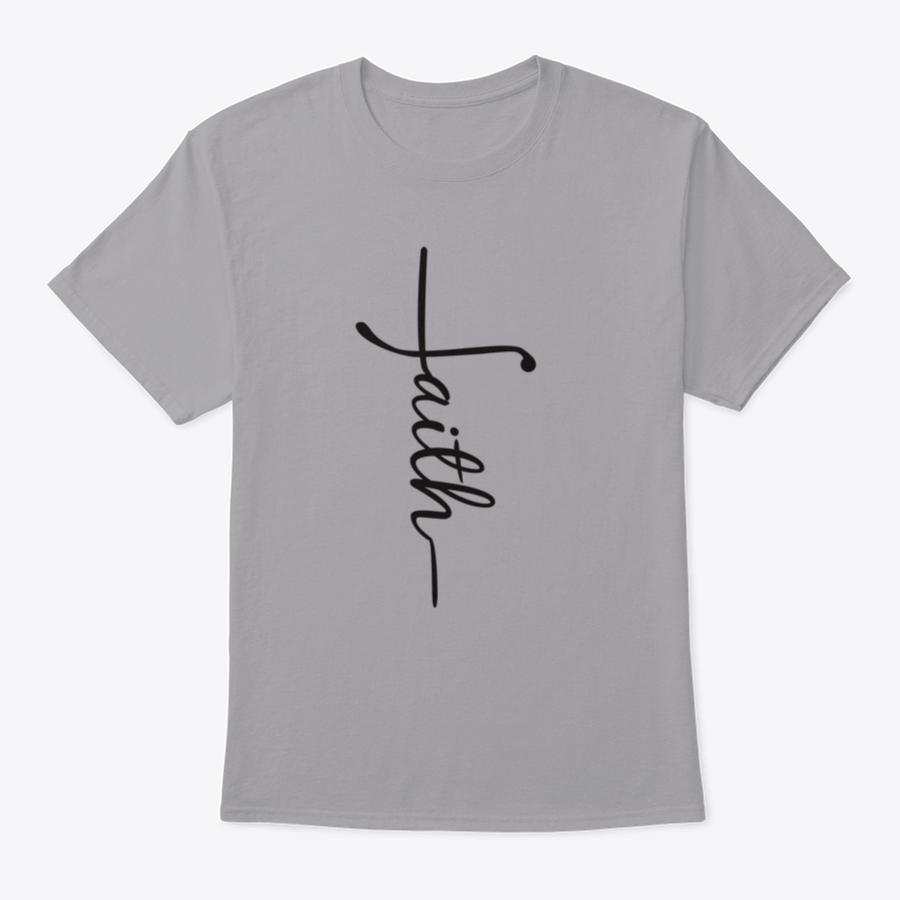 Faith Calligraphy Graphic T-Shirt featuring a cross design, made from 100% cotton, showcasing a stylish and spiritual expression.