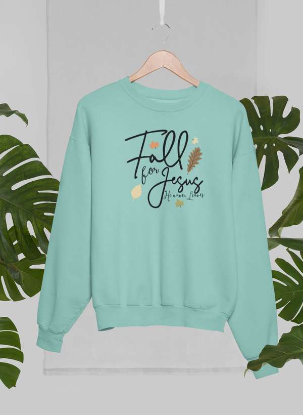 Cozy Fall For Jesus Sweat Shirt featuring a warm fleece lining and adjustable cuffs, perfect for expressing faith and comfort.