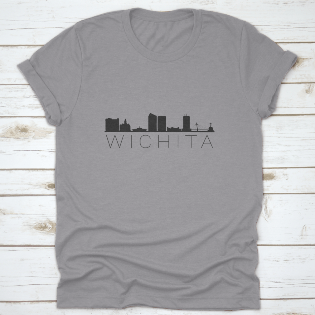 A comfortable cotton t-shirt featuring Wichita's famous monuments, perfect for travel enthusiasts.