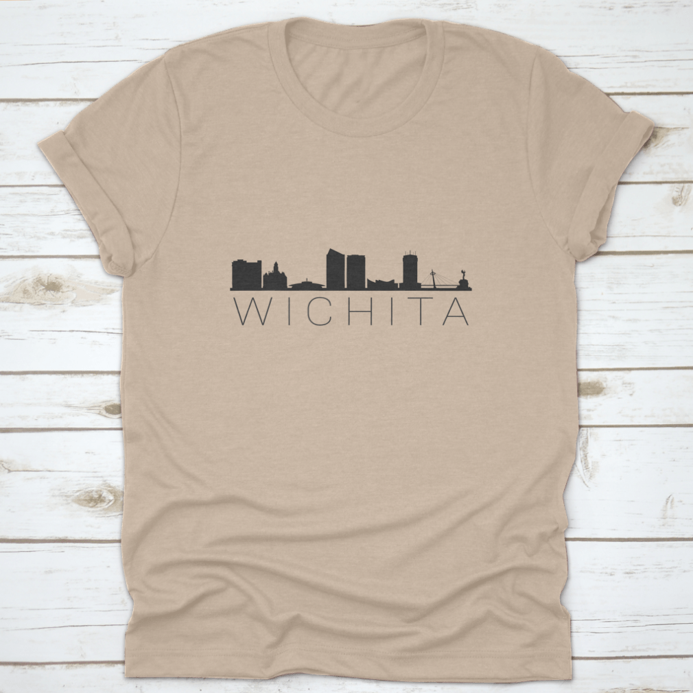 A comfortable cotton t-shirt featuring Wichita's famous monuments, perfect for travel enthusiasts.