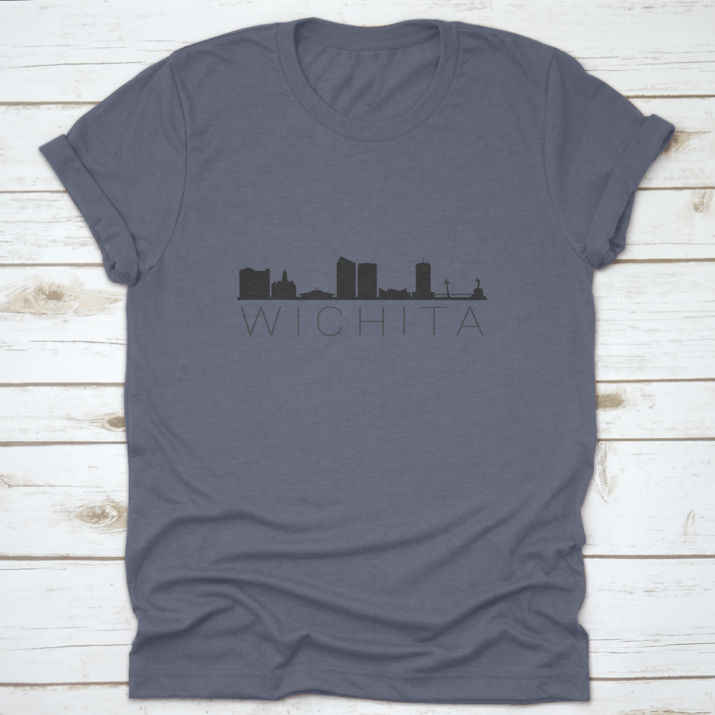 A comfortable cotton t-shirt featuring Wichita's famous monuments, perfect for travel enthusiasts.