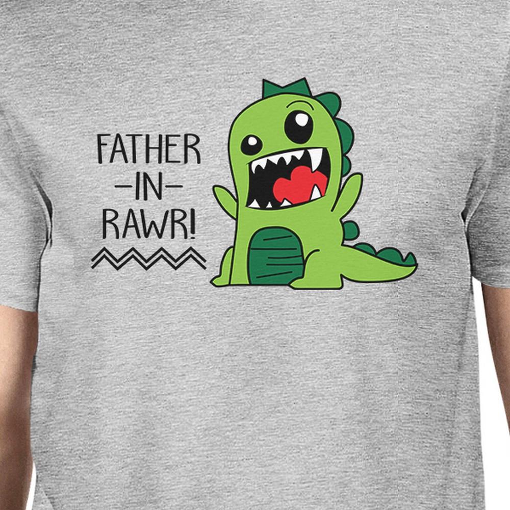 Father-In-Rawr Cotton Grey Funny Design T-Shirt featuring a humorous graphic for Father's Day gifts.