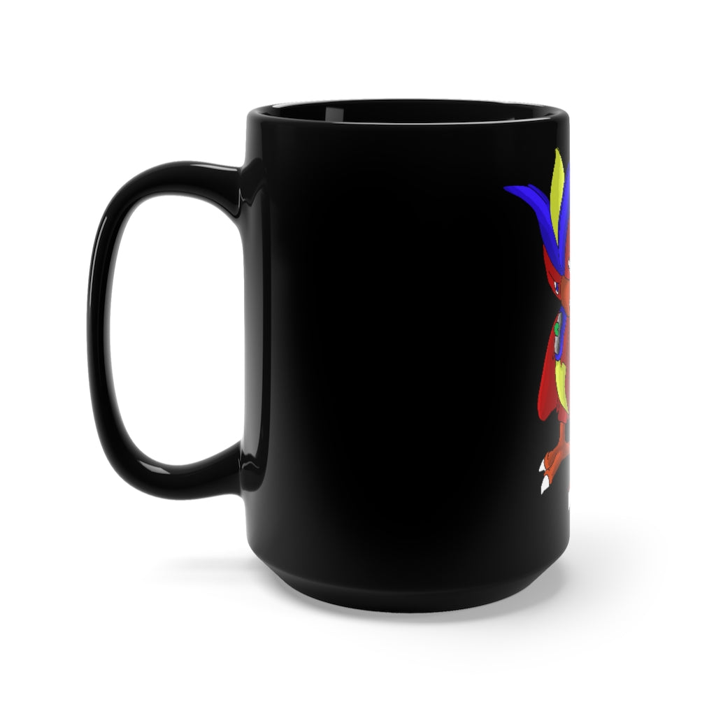 Faulkoneir Black Mug 15oz, a durable ceramic mug with a sleek black finish and comfortable C-handle, perfect for coffee and tea.