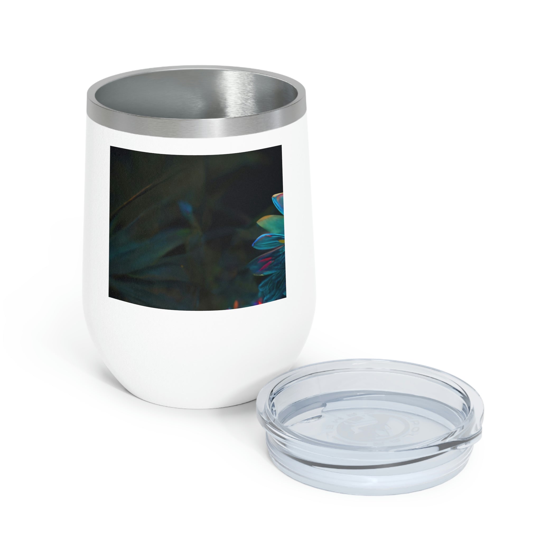 Feathered Dragon Wine Tumbler with a vibrant design, double-wall insulation, and clear plastic lid for easy sipping.