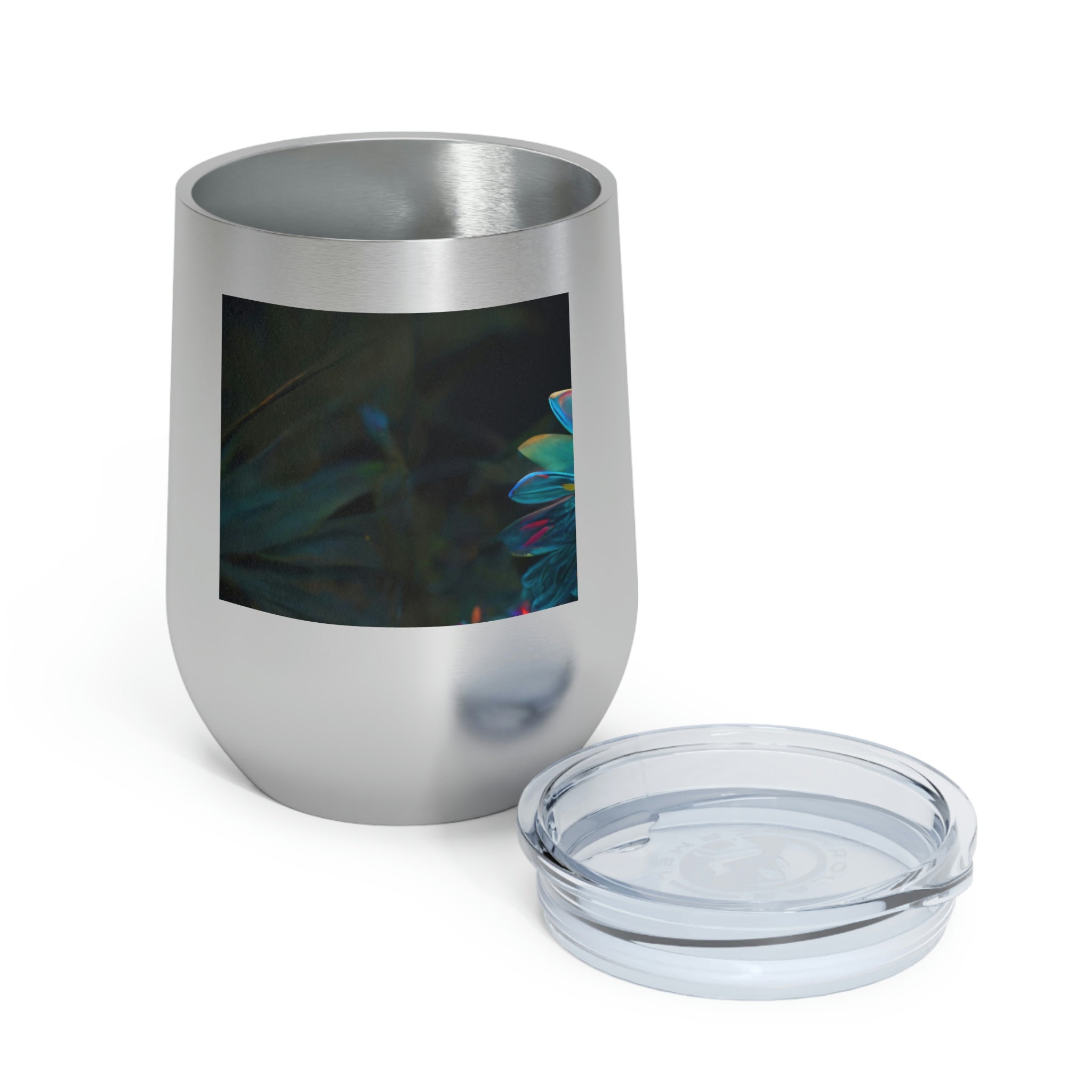 Feathered Dragon Wine Tumbler with a vibrant design, double-wall insulation, and clear plastic lid for easy sipping.
