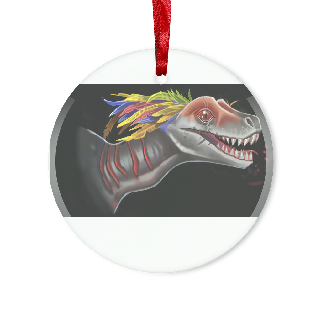 Feathered Raptor Glass Hanging Ornament in round and heart shapes, elegantly designed for Christmas decoration.