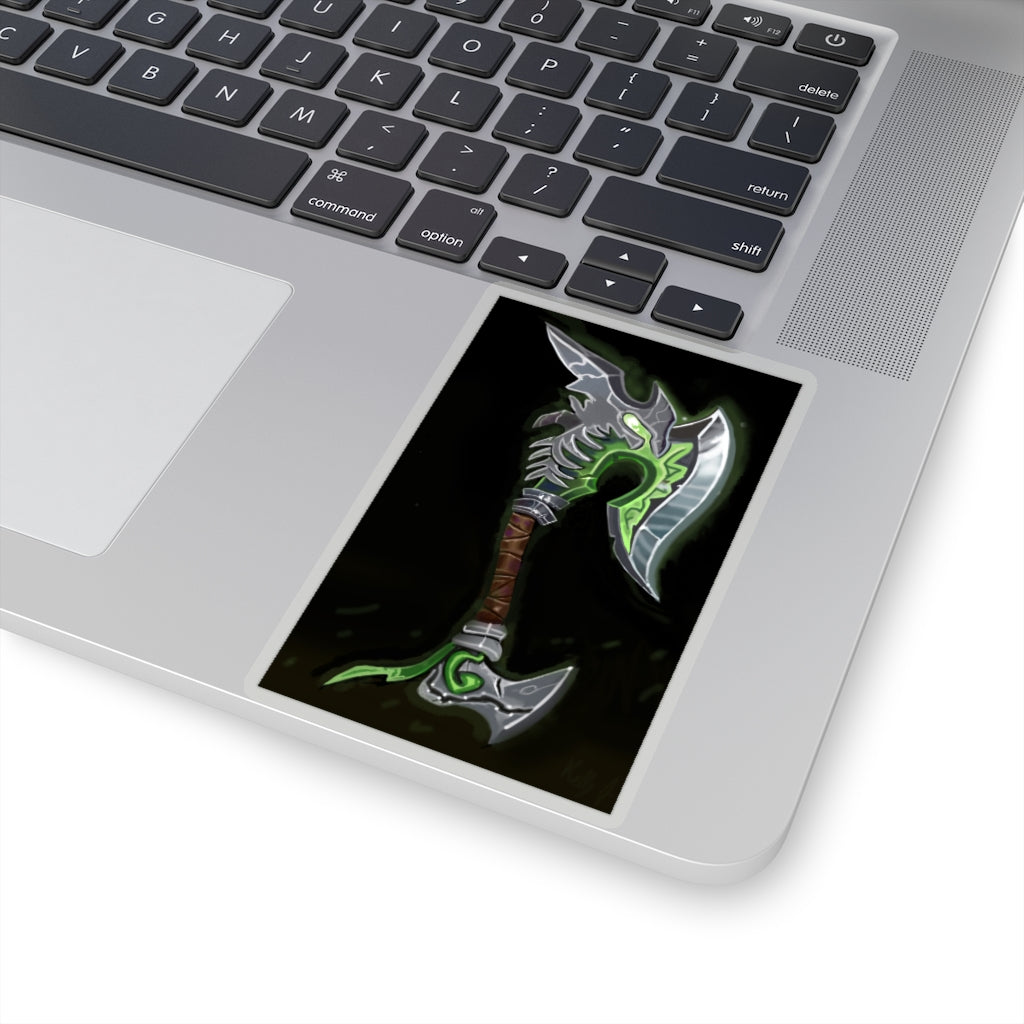 Fel Axe Kiss-Cut Stickers showcasing various custom shapes and sizes on a clean background.