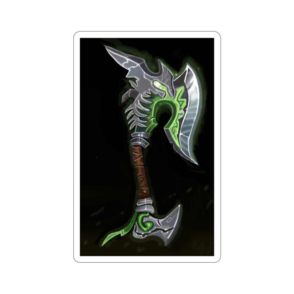 Fel Axe Kiss-Cut Stickers showcasing various custom shapes and sizes on a clean background.