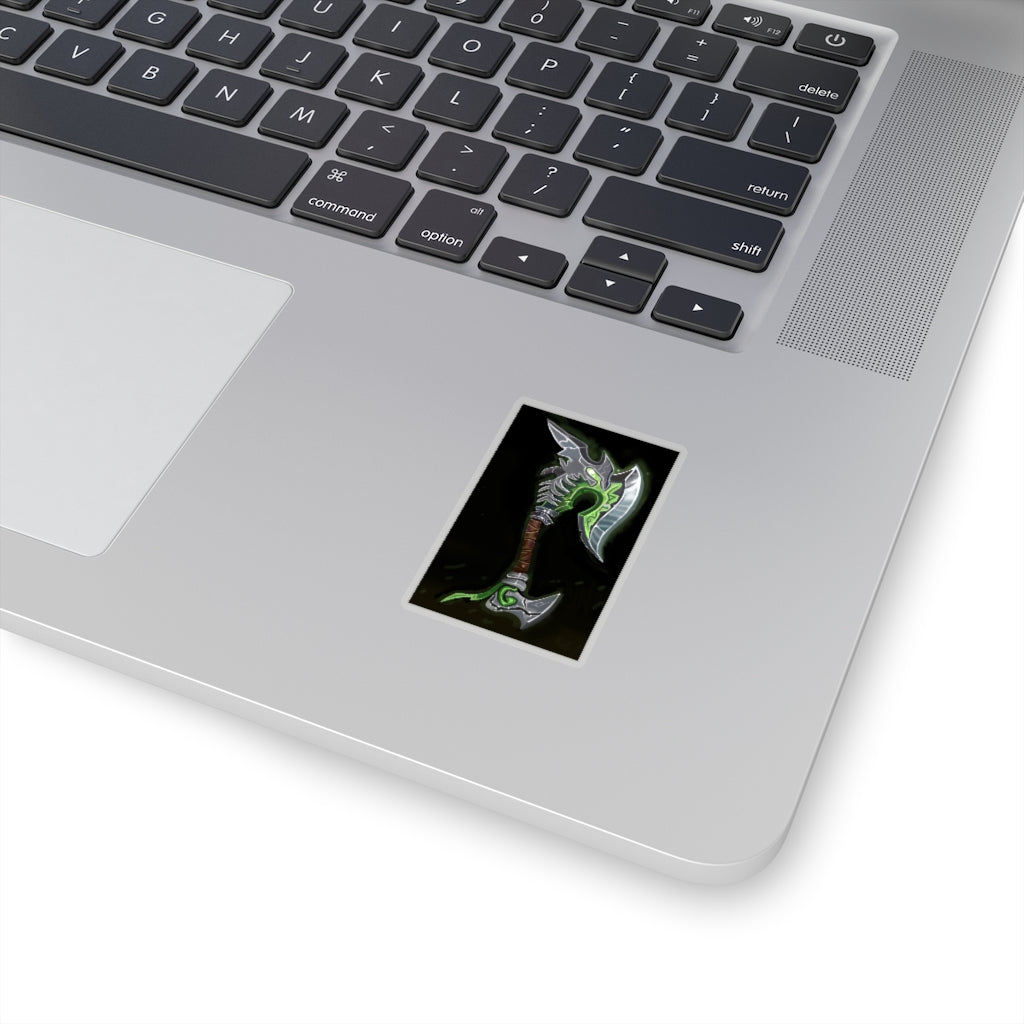 Fel Axe Kiss-Cut Stickers showcasing various custom shapes and sizes on a clean background.