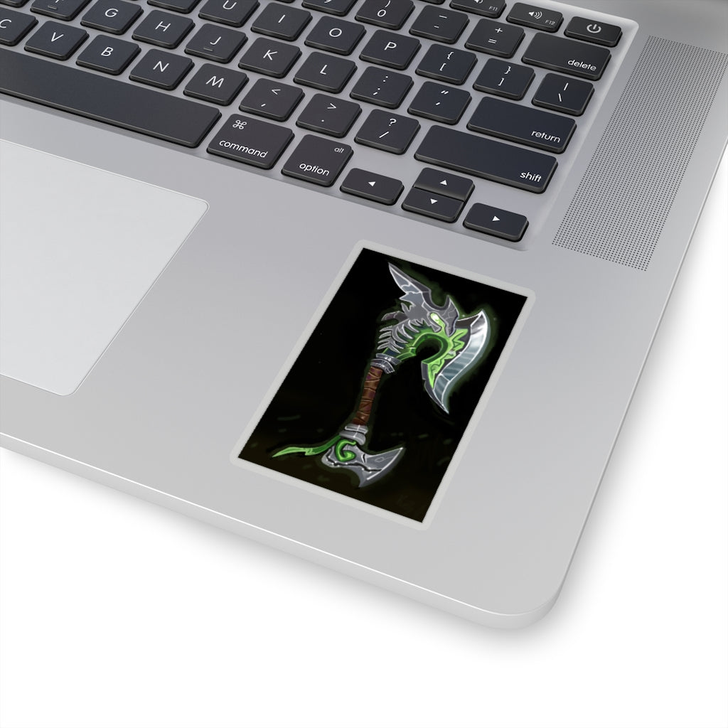 Fel Axe Kiss-Cut Stickers showcasing various custom shapes and sizes on a clean background.