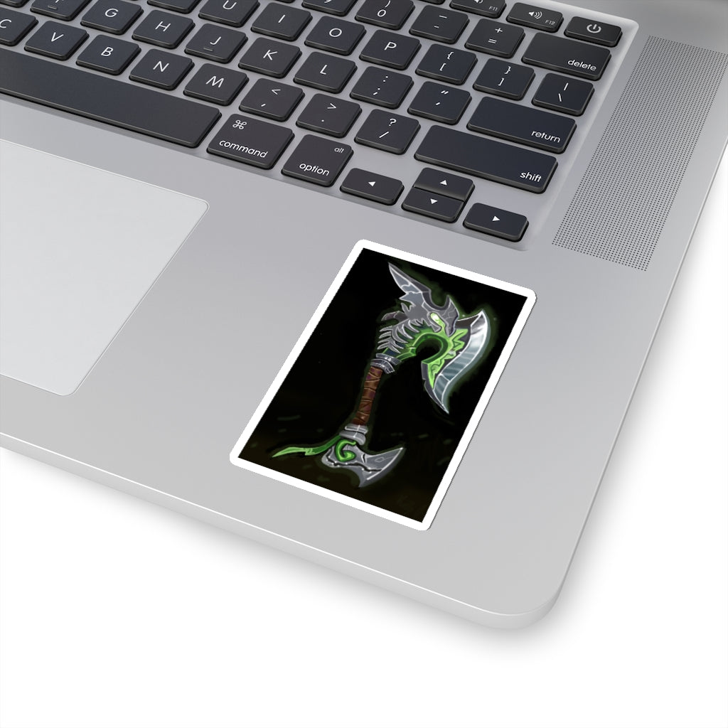 Fel Axe Kiss-Cut Stickers showcasing various custom shapes and sizes on a clean background.