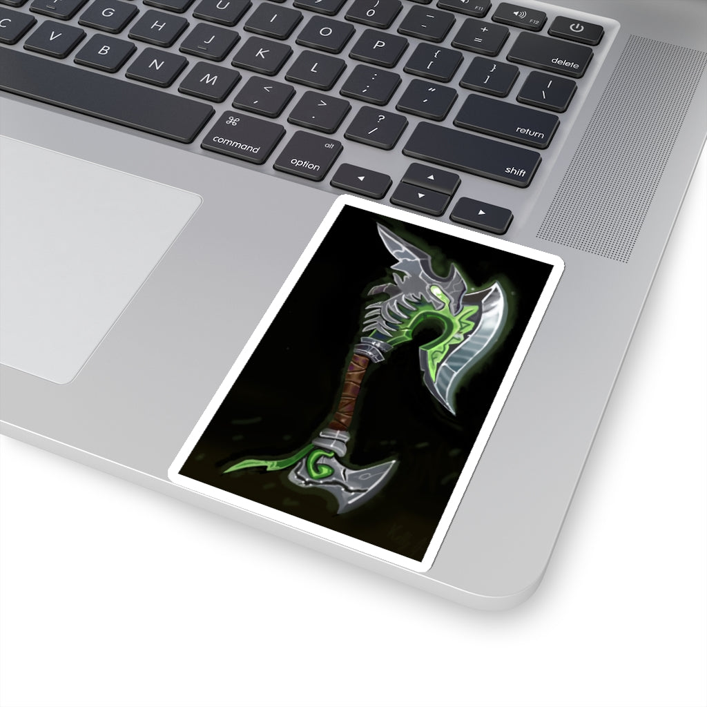 Fel Axe Kiss-Cut Stickers showcasing various custom shapes and sizes on a clean background.