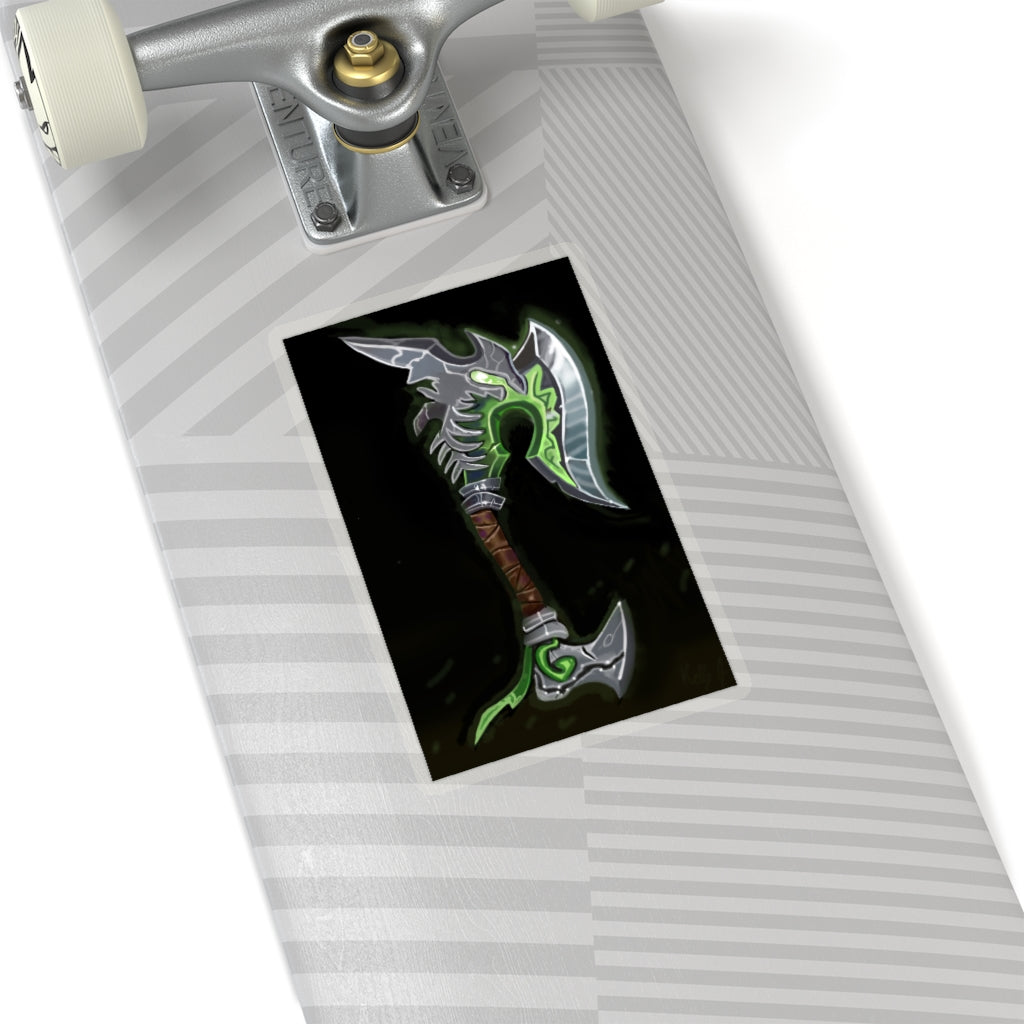 Fel Axe Kiss-Cut Stickers showcasing various custom shapes and sizes on a clean background.