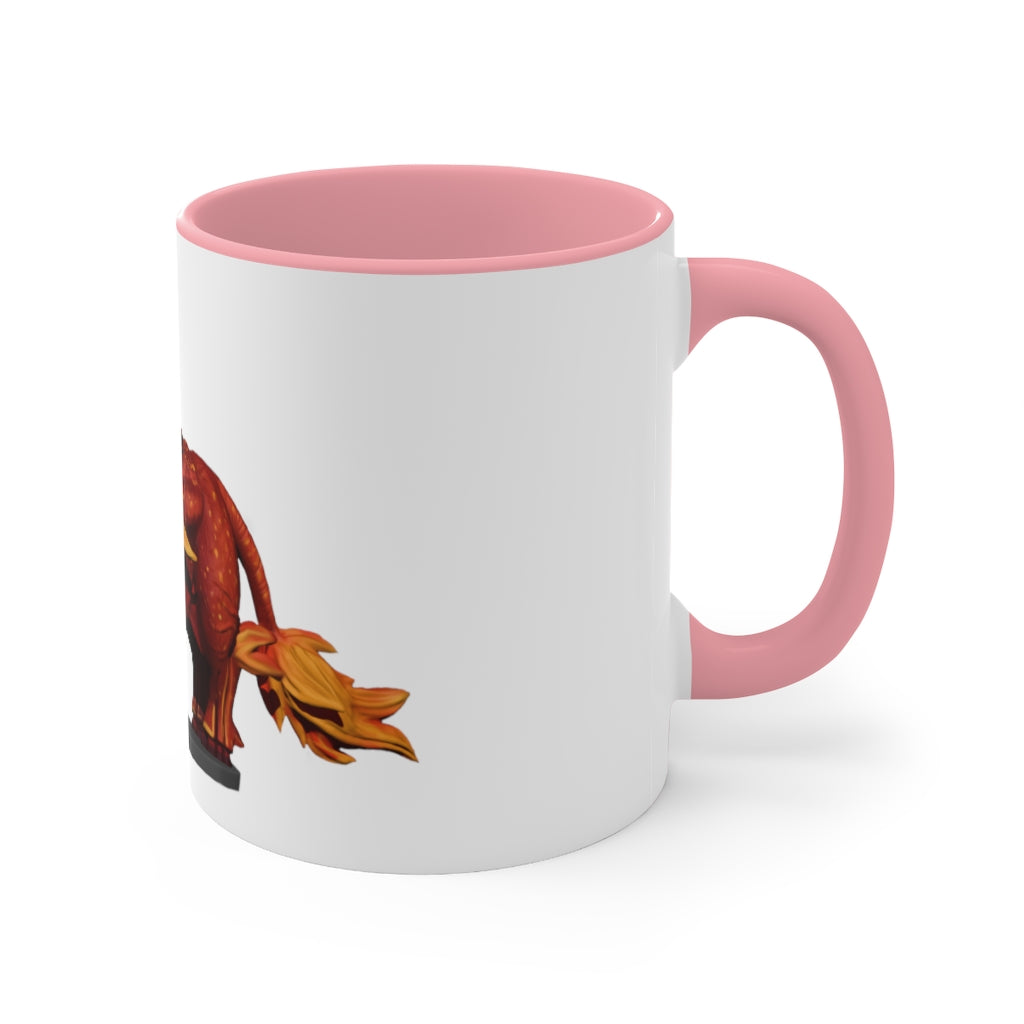 Fire Bull Accent Mug featuring a white exterior with a colored interior and handle, available in multiple sizes and colors.