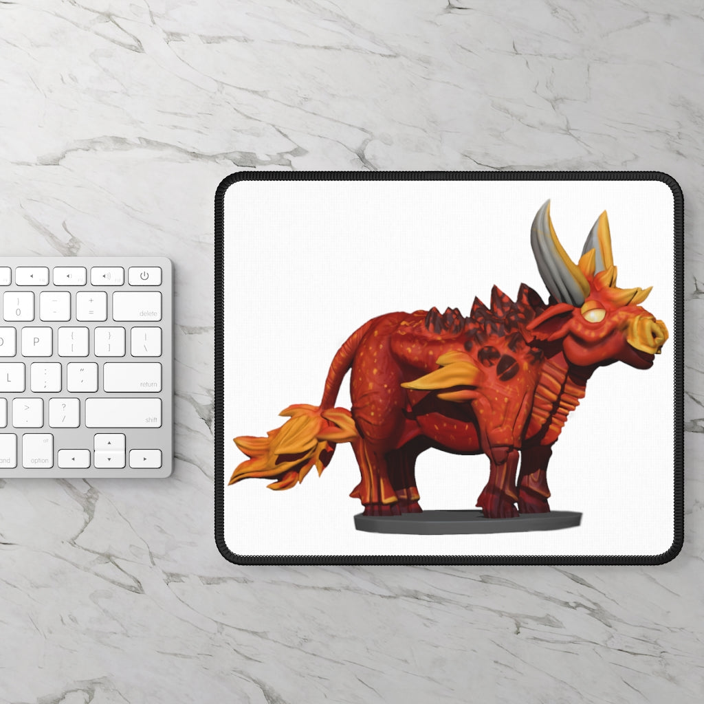 Fire Bull Gaming Mouse Pad featuring vibrant designs and stitched edges, measuring 9x7 inches.