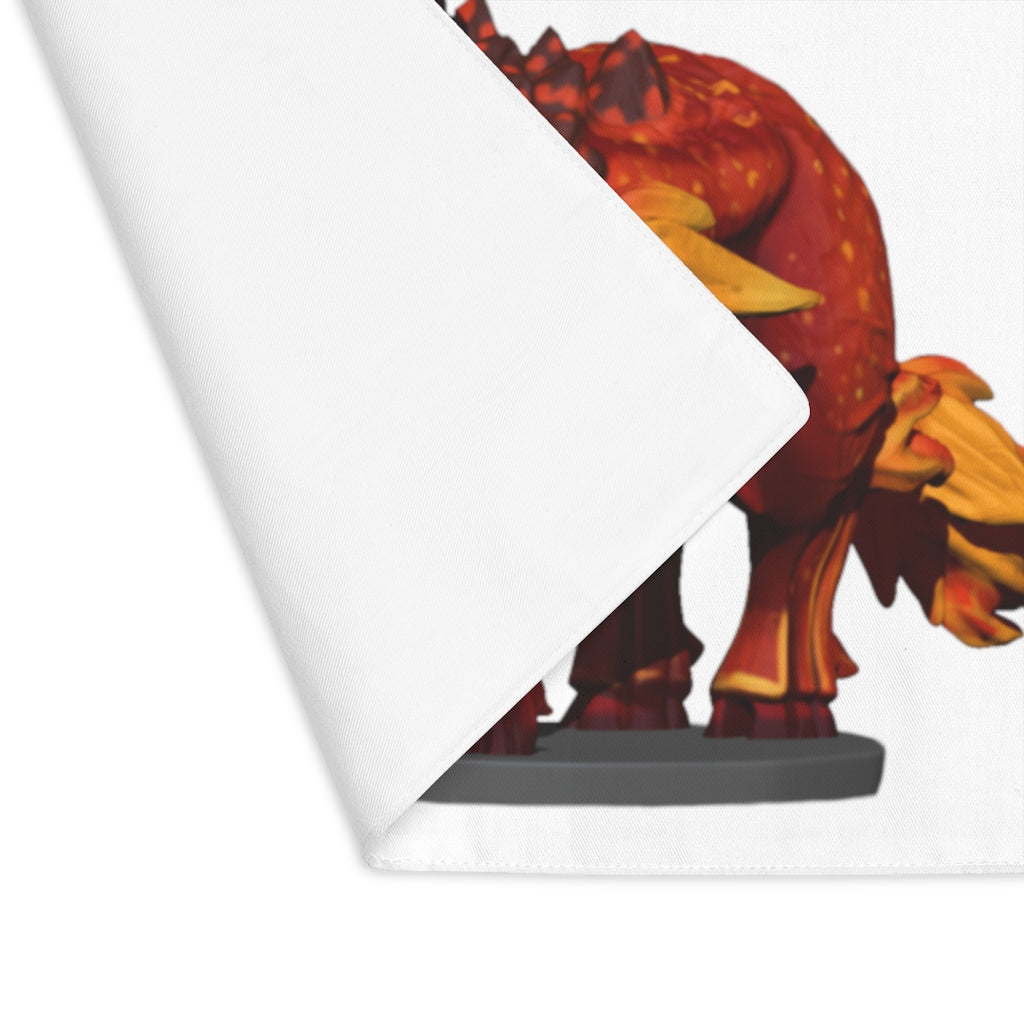 Fire Bull Placemat featuring a vibrant design on one side and a natural back, made from durable cotton, perfect for dining tables.