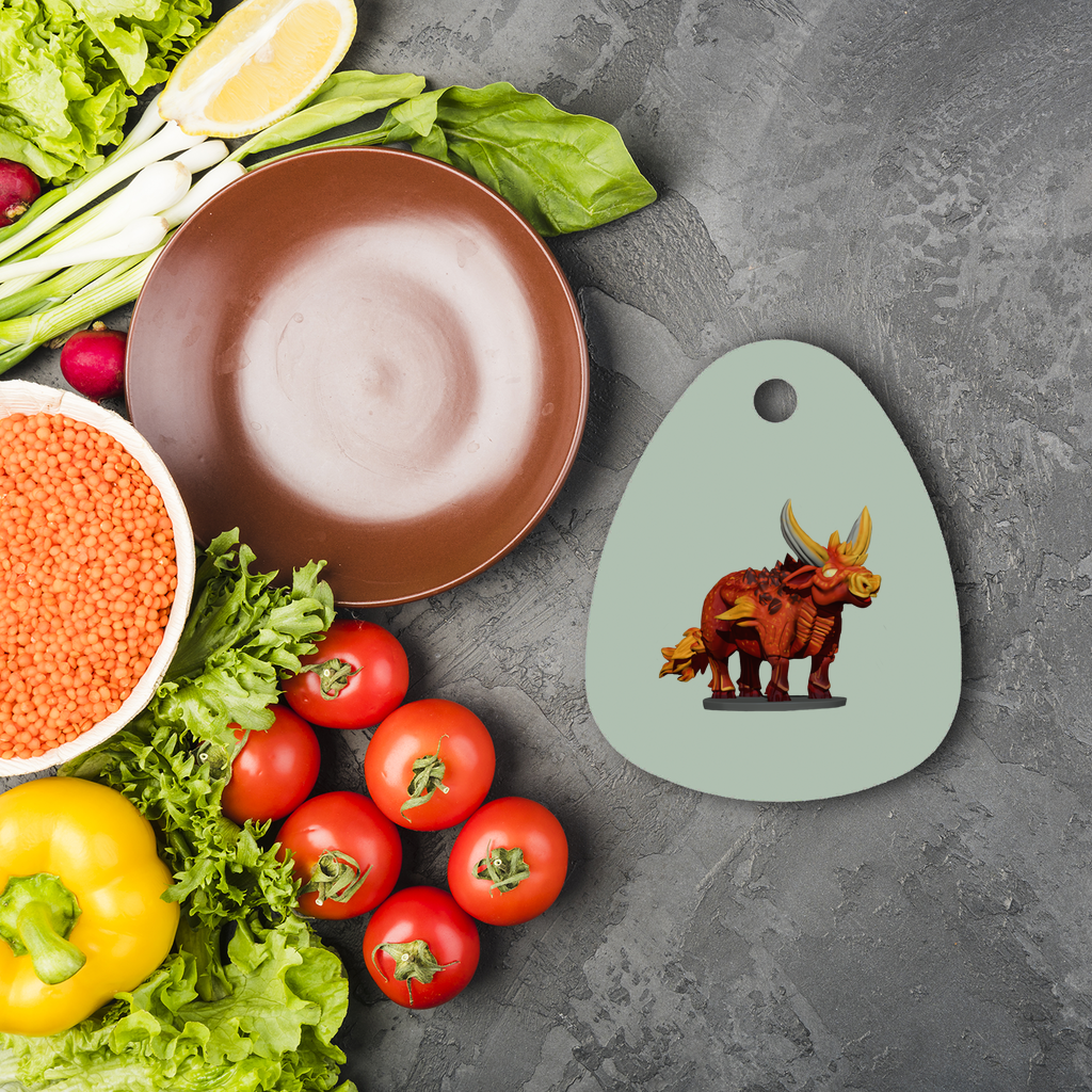 Fire Bull Sublimation Glass Cutting Board with a unique water droplet shape, featuring a smooth surface for custom designs.
