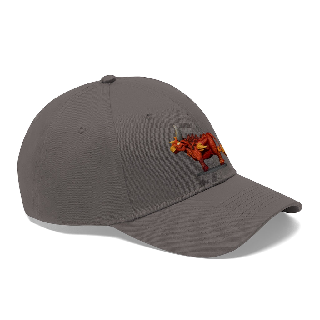 Fire Bull Unisex Twill Hat in cotton twill fabric, featuring a classic 6-panel design and adjustable Velcro closure.