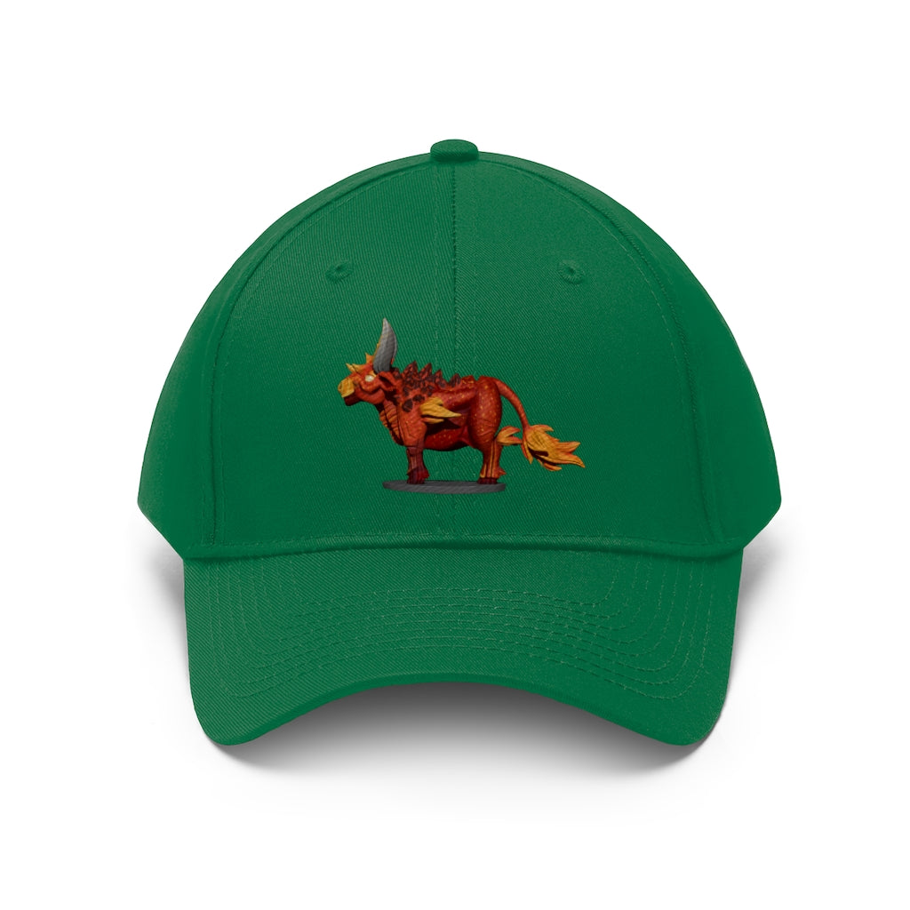 Fire Bull Unisex Twill Hat in cotton twill fabric, featuring a classic 6-panel design and adjustable Velcro closure.