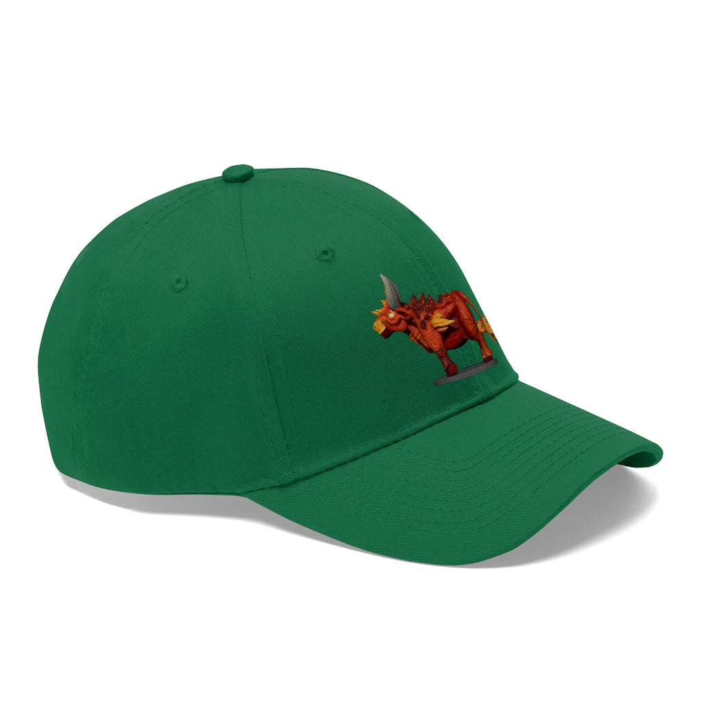 Fire Bull Unisex Twill Hat in cotton twill fabric, featuring a classic 6-panel design and adjustable Velcro closure.