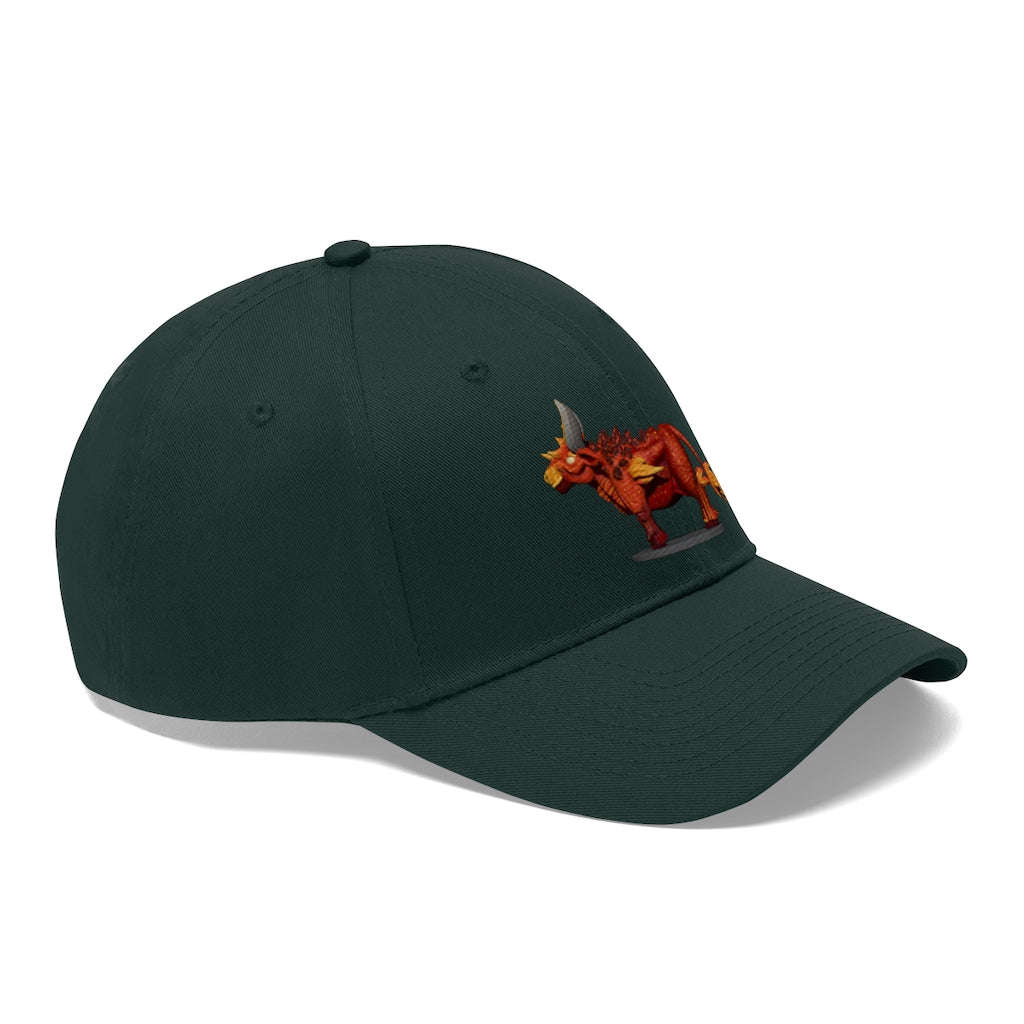 Fire Bull Unisex Twill Hat in cotton twill fabric, featuring a classic 6-panel design and adjustable Velcro closure.