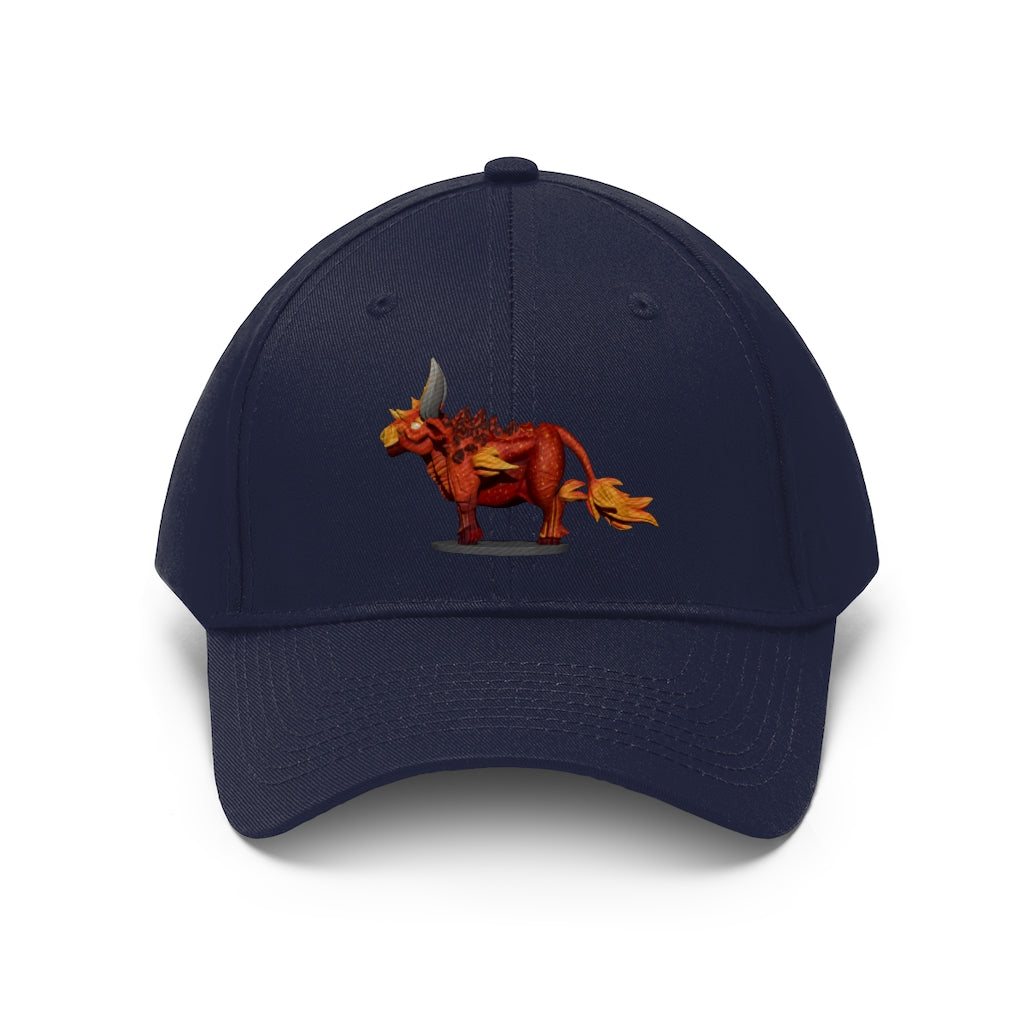 Fire Bull Unisex Twill Hat in cotton twill fabric, featuring a classic 6-panel design and adjustable Velcro closure.
