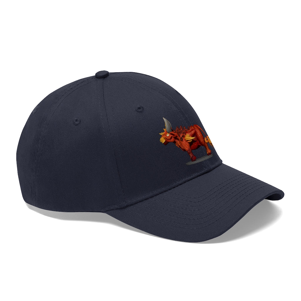 Fire Bull Unisex Twill Hat in cotton twill fabric, featuring a classic 6-panel design and adjustable Velcro closure.