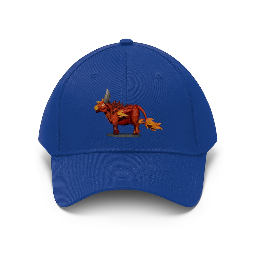 Fire Bull Unisex Twill Hat in cotton twill fabric, featuring a classic 6-panel design and adjustable Velcro closure.