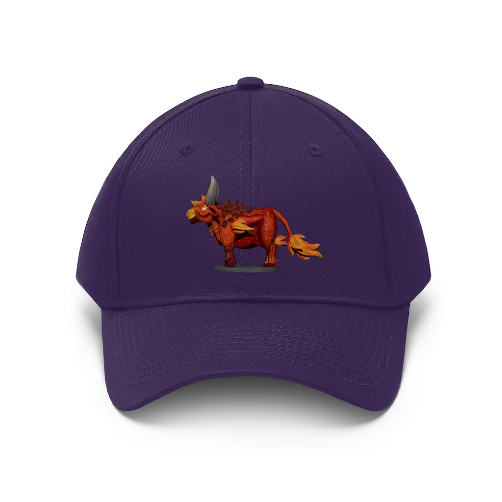 Fire Bull Unisex Twill Hat in cotton twill fabric, featuring a classic 6-panel design and adjustable Velcro closure.