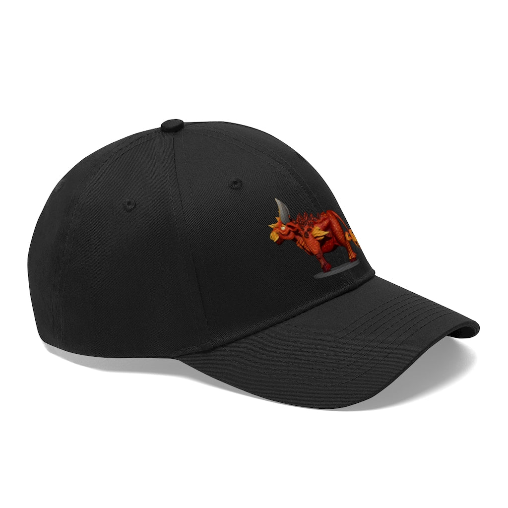 Fire Bull Unisex Twill Hat in cotton twill fabric, featuring a classic 6-panel design and adjustable Velcro closure.