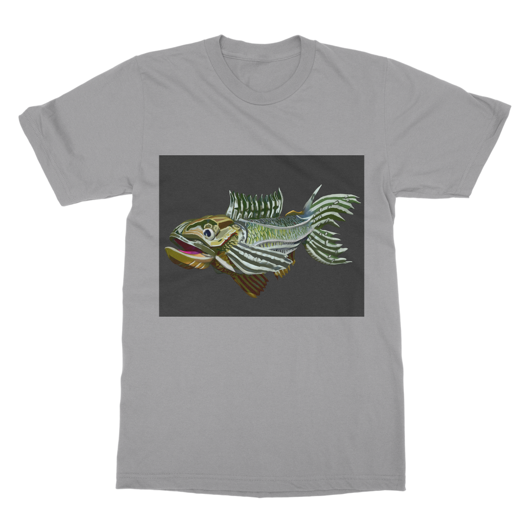 Fish Classic Adult T-Shirt in various colors, showcasing its soft fabric and round neck design.