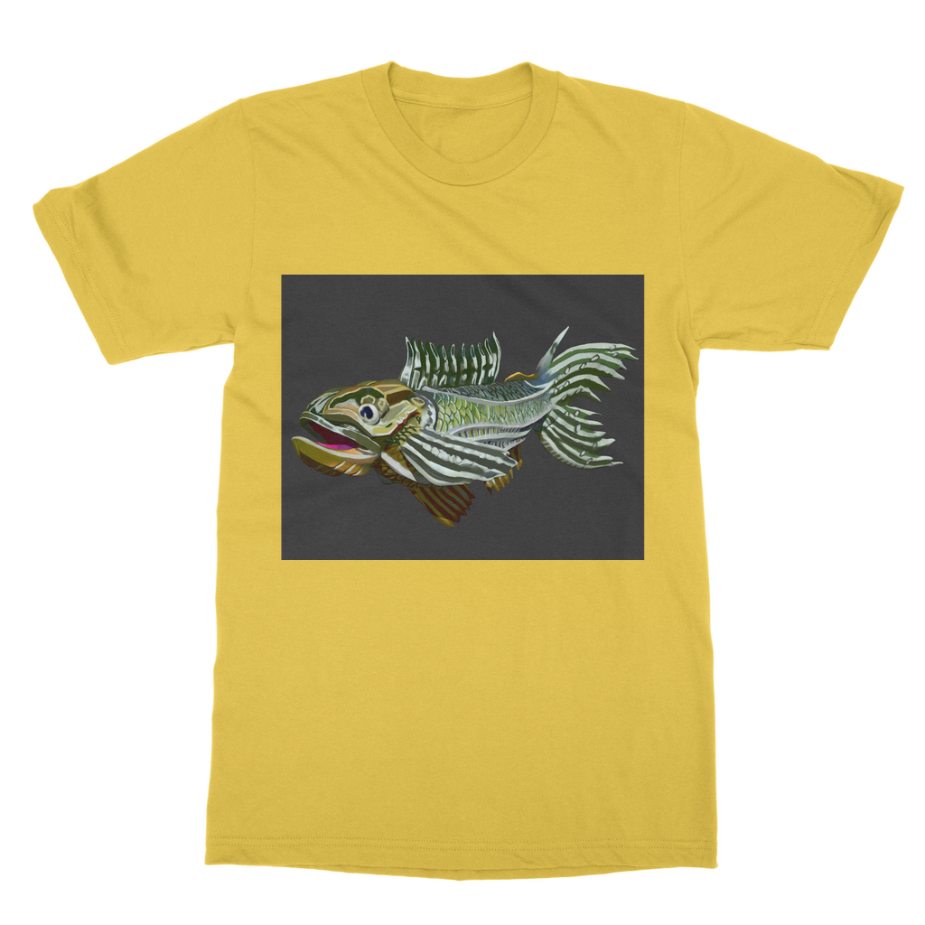 Fish Classic Adult T-Shirt in various colors, showcasing its soft fabric and round neck design.