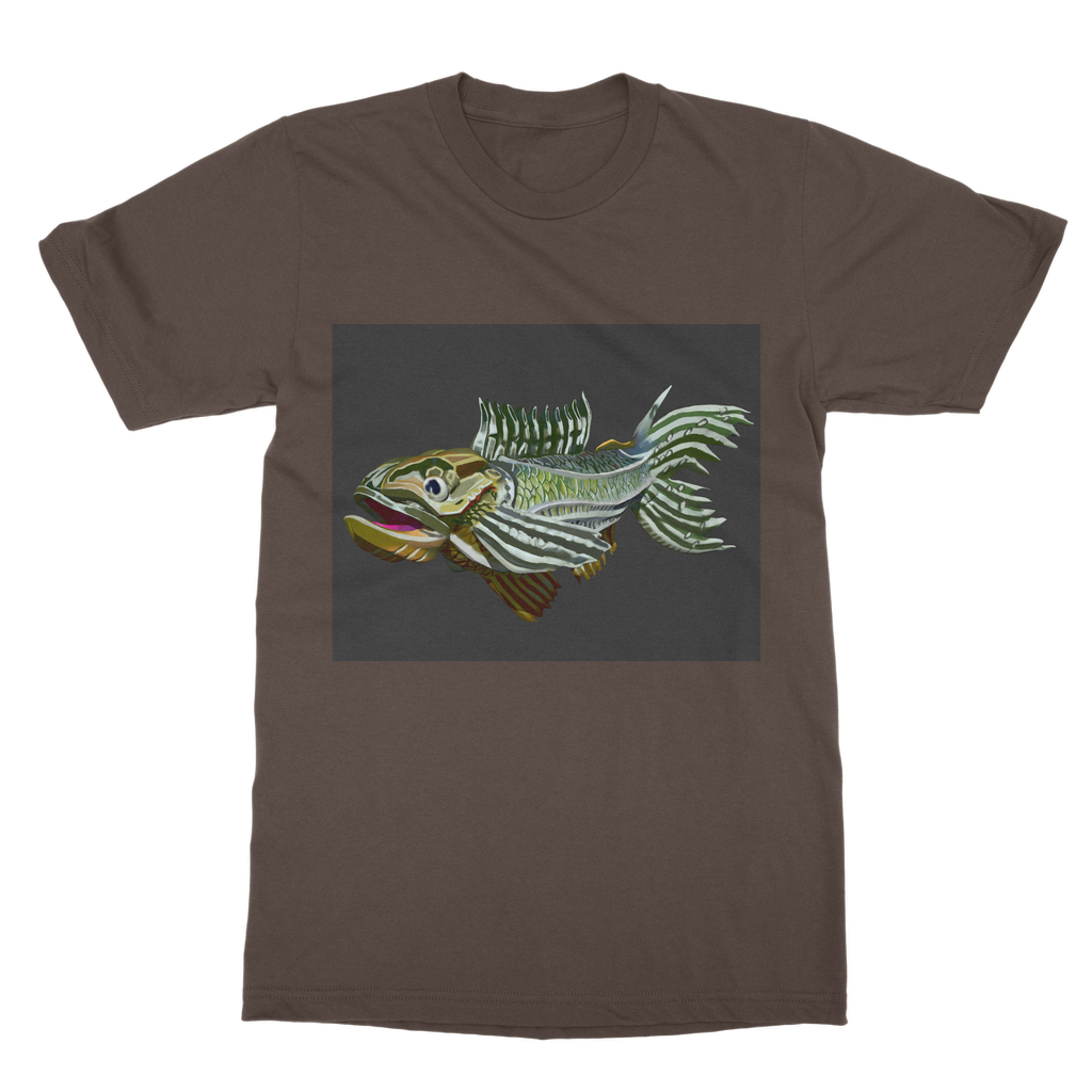 Fish Classic Adult T-Shirt in various colors, showcasing its soft fabric and round neck design.