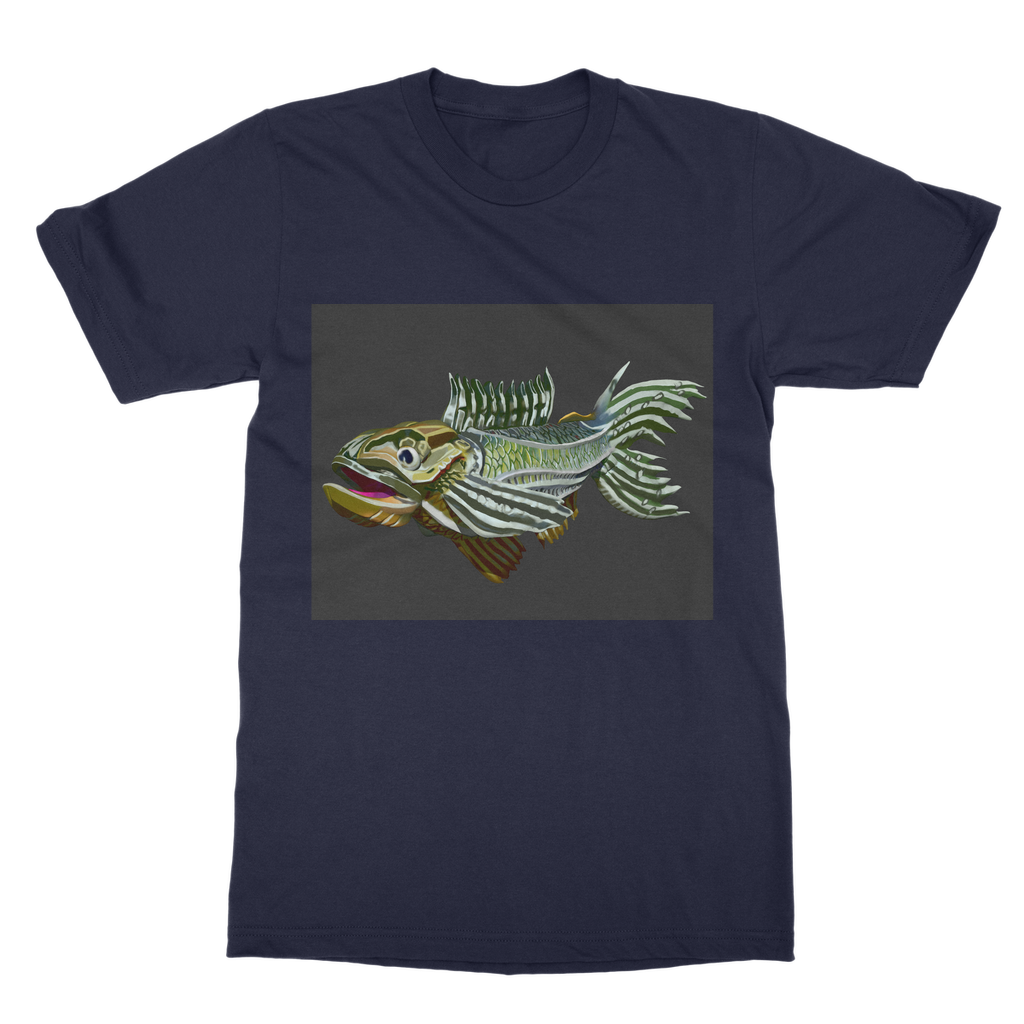 Fish Classic Adult T-Shirt in various colors, showcasing its soft fabric and round neck design.