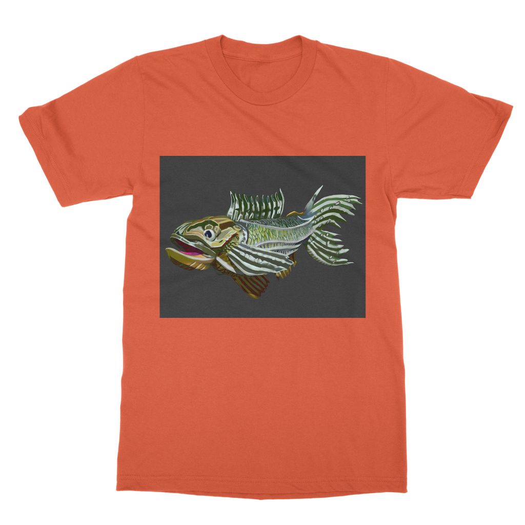 Fish Classic Adult T-Shirt in various colors, showcasing its soft fabric and round neck design.