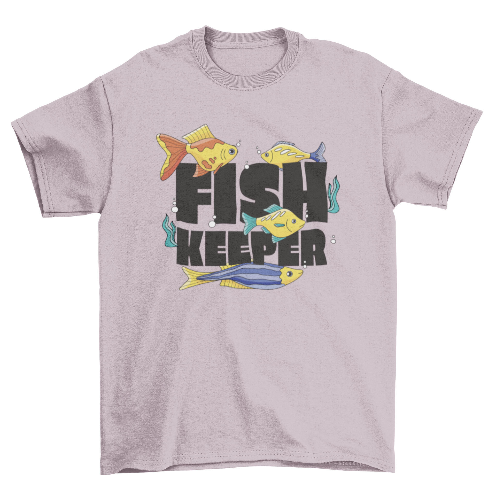 A stylish Fish Keeper T-shirt featuring a vibrant design of swimming fishes and the quote 'Fish Keeper'.