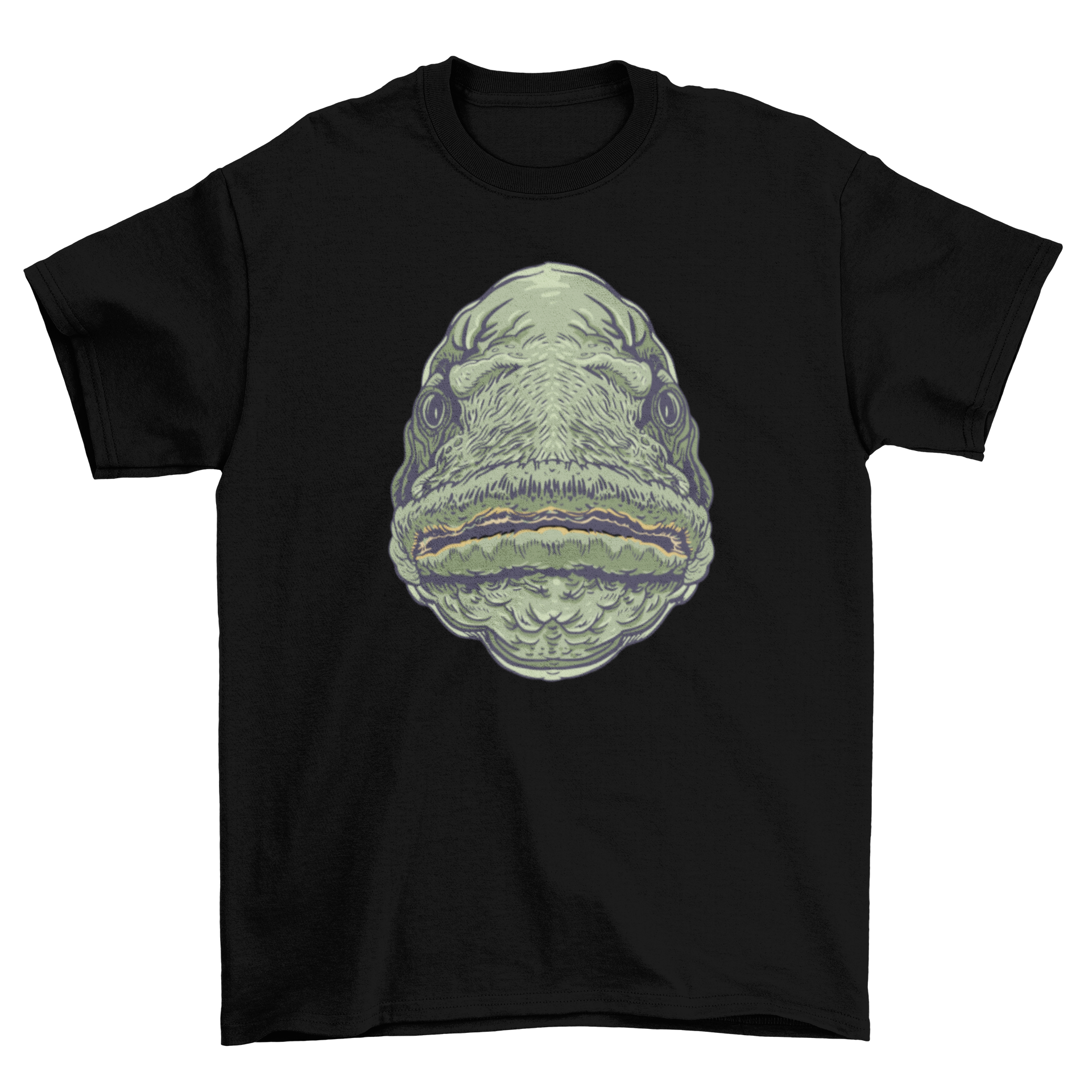 A stylish t-shirt featuring a vibrant illustration of a fish's mouth, perfect for casual wear.